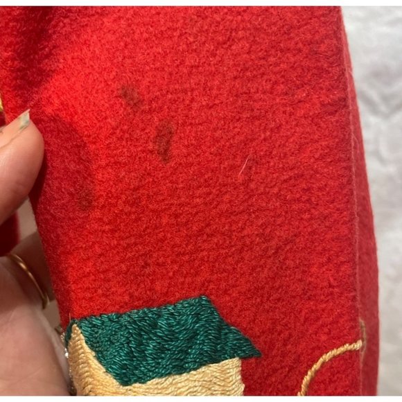 Vintage Handmade Embroidered Sweater Jacket Village Farmer Setting OOAK - Picture 6 of 16